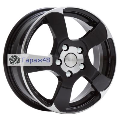 Skad Akula R16 / 6J PCD 5x114.3 ET 45 ЦО 60.1 Литые Черный глянцевый с полированной лицевой поверхностью